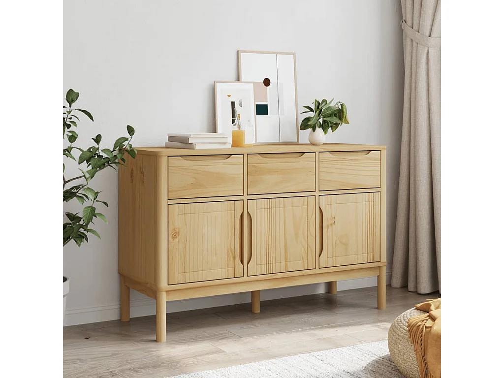 Buffet FLORO marron cire 114x43x74 cm bois massif de pin