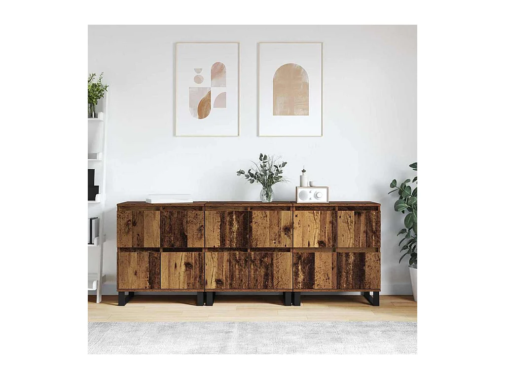 Buffets 3 pièces Bois ancien 180 x 35 x 70 cm Bois d'ingénierie