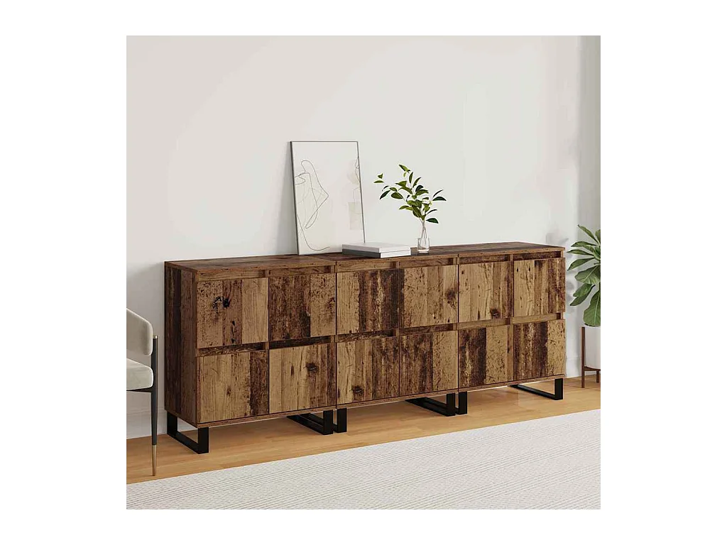 Buffets 3 pièces Bois ancien 180 x 35 x 70 cm Bois d'ingénierie
