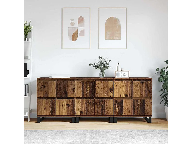 Buffets 3 pièces Bois ancien 180 x 35 x 70 cm Bois d'ingénierie