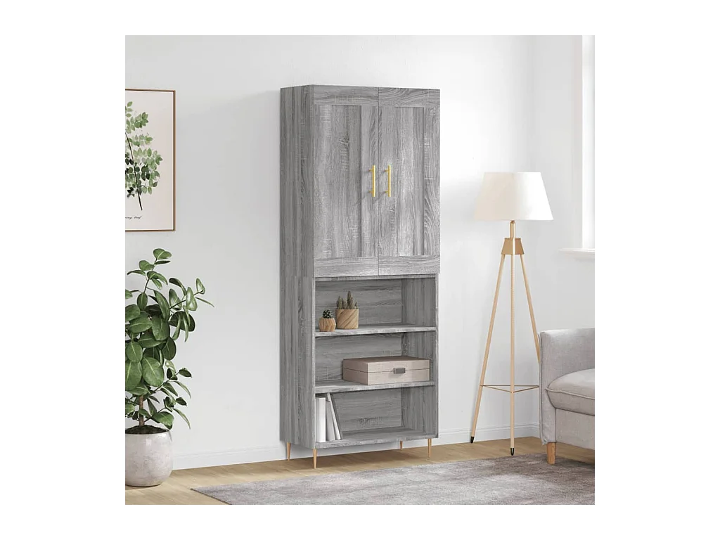Buffet haut Sonoma gris 69,5x34x180 cm Bois d'ingénierie