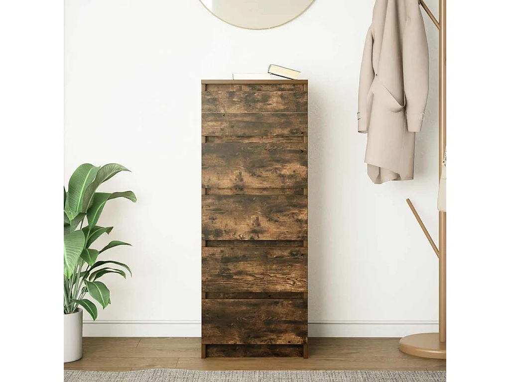 Buffet avec tiroirs chêne fumé 37,5x35x99 cm bois d'ingénierie