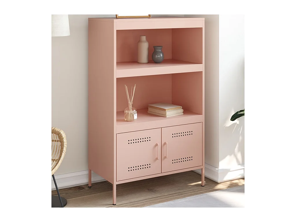 Aparador de acero rosa 68x39x113 cm