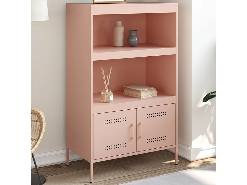 Buffet haut rose 68x39x113 cm acier