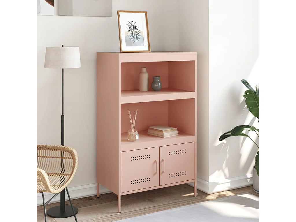 Buffet haut rose 68x39x113 cm acier