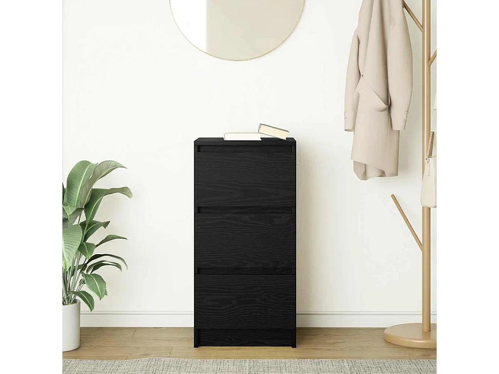 Buffet chêne noir 37,5x35x76 cm bois d'ingénierie