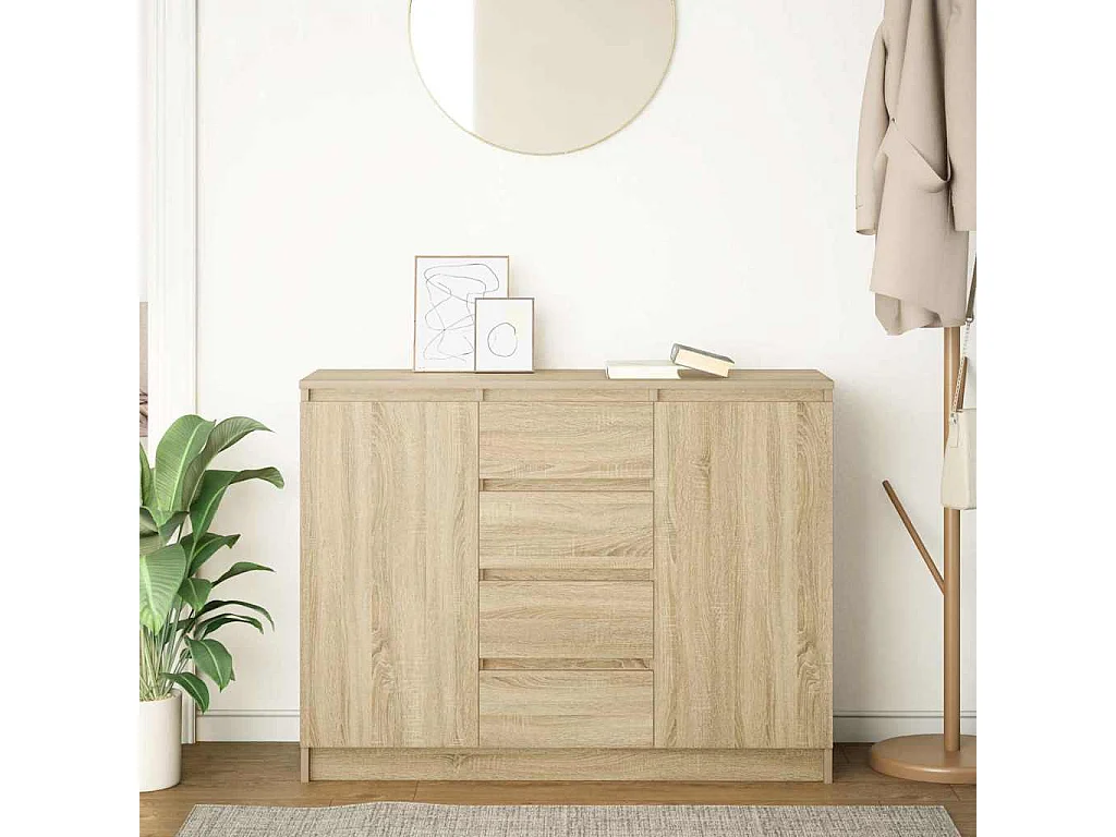 Aparador com gavetas derivados de madeira carvalho sonoma