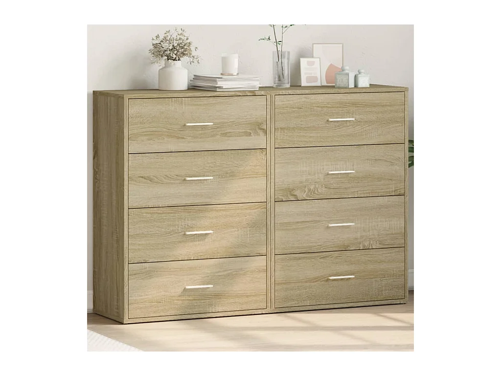 Aparadores 2 uds madera de ingeniería roble Sonoma 60x31x84 cm