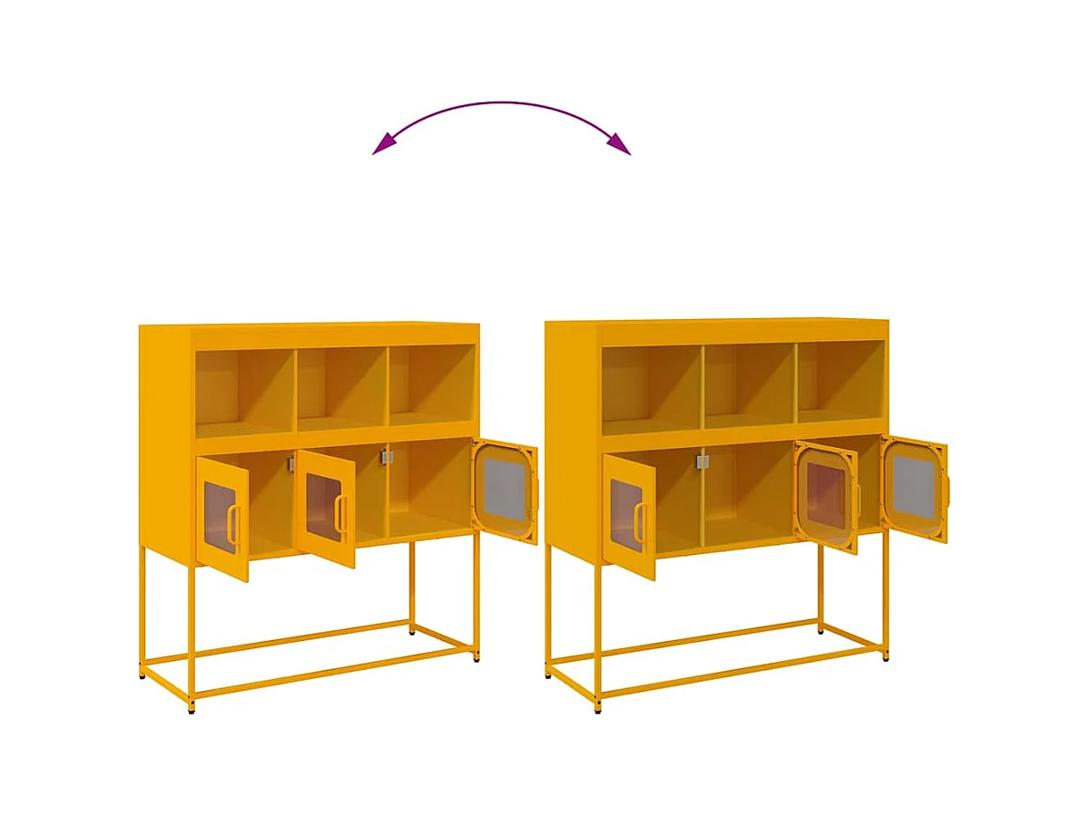 Buffet jaune moutarde 100,5x39x107 cm acier laminé à froid