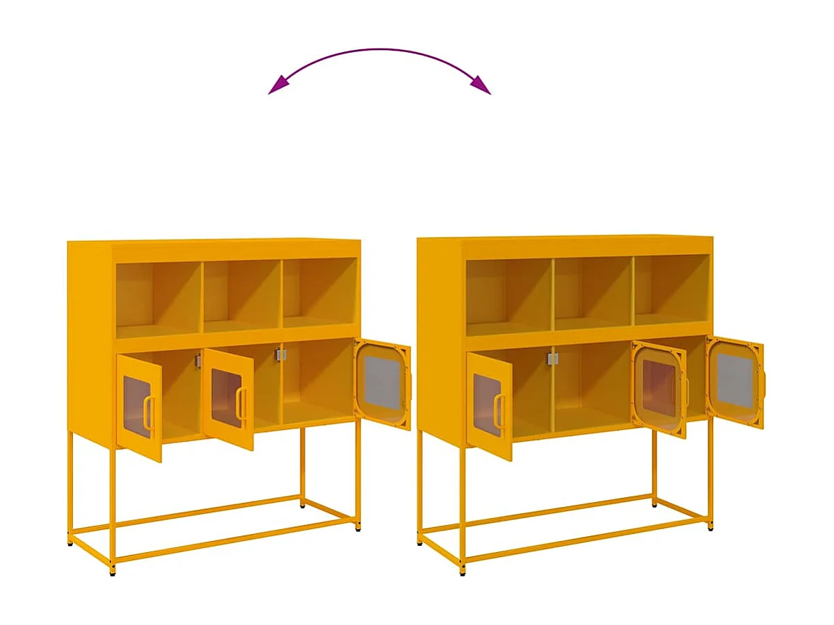 Buffet jaune moutarde 100,5x39x107 cm acier laminé à froid