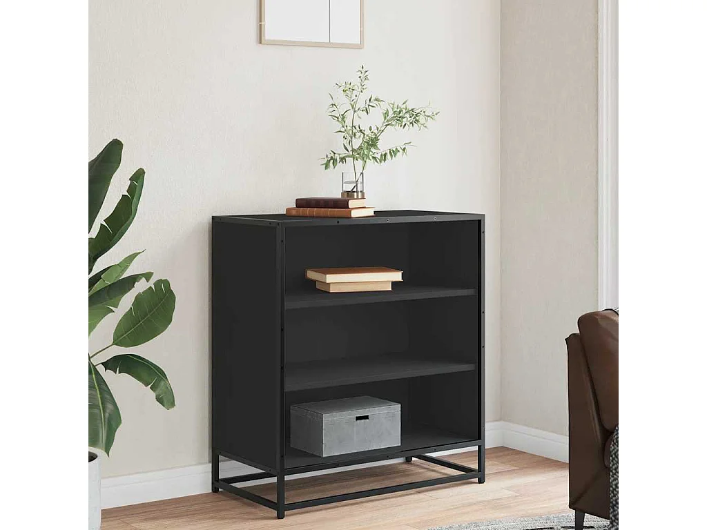 Buffet noir 68x35x76 cm bois d'ingénierie et métal
