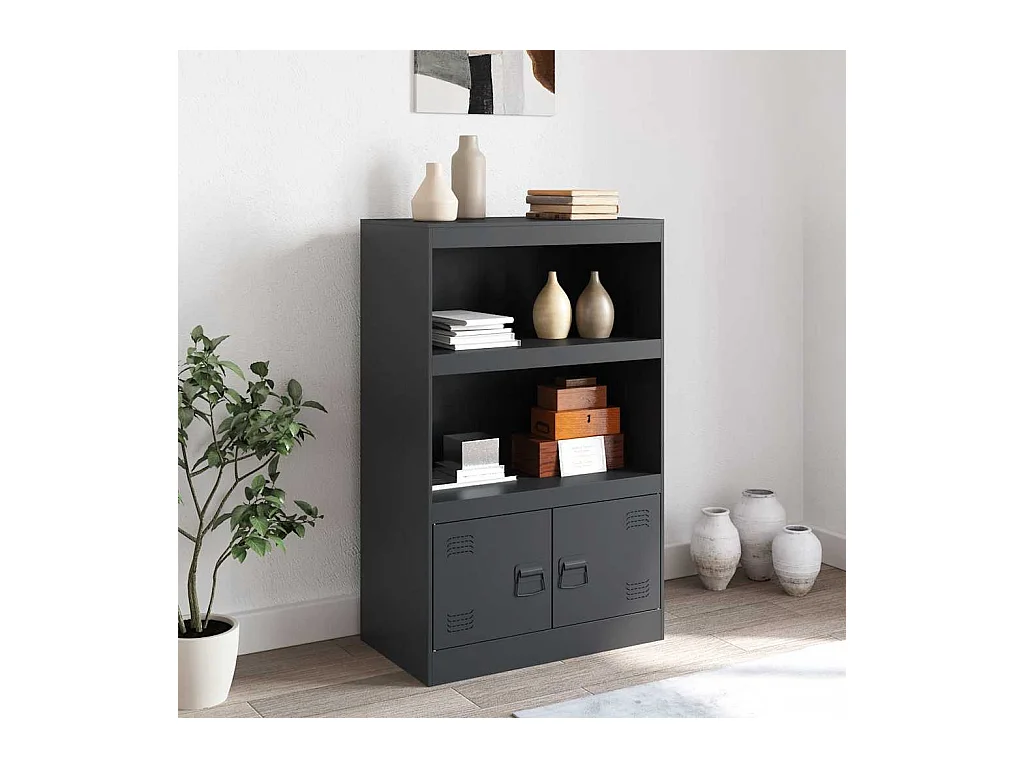 Buffet anthracite 67x39x107 cm acier