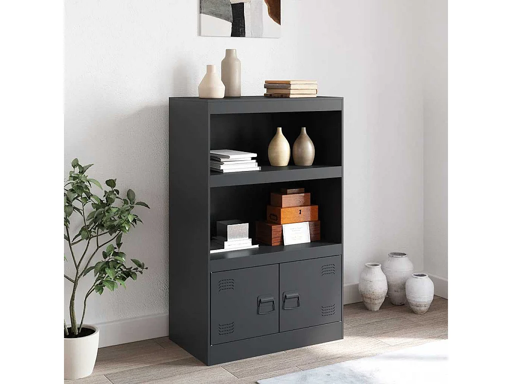 Buffet anthracite 67x39x107 cm acier