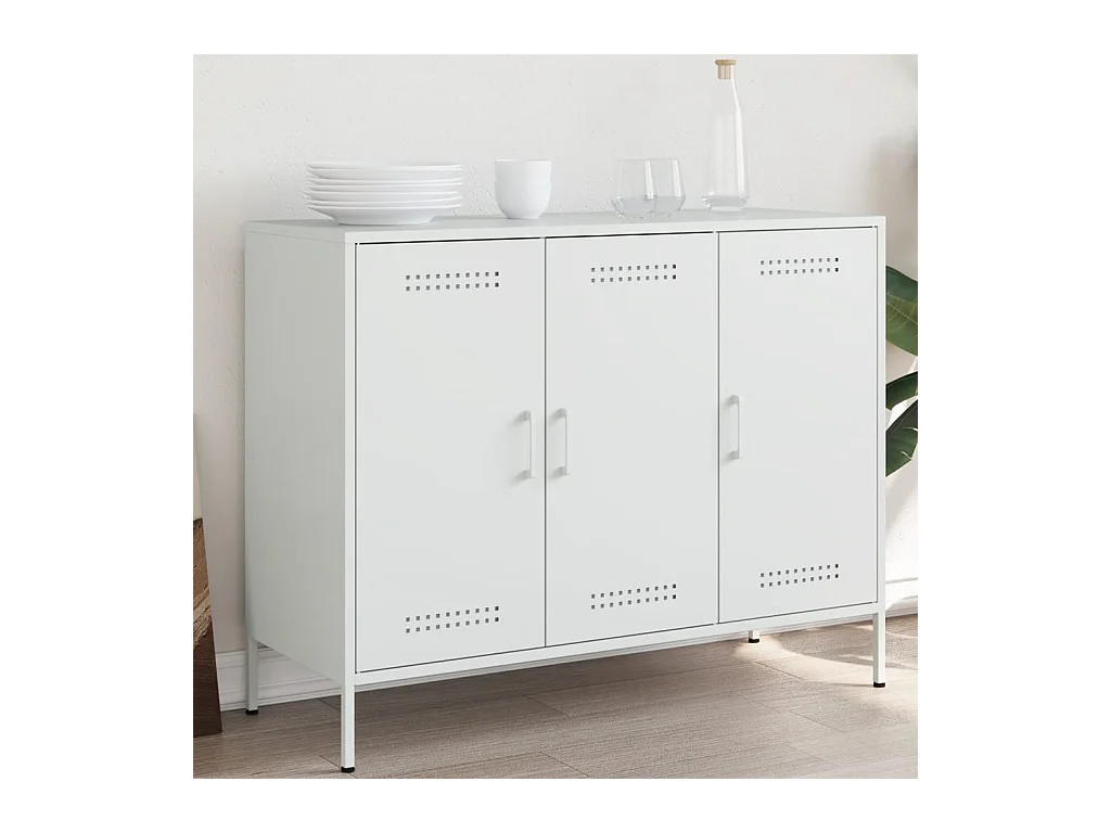 Buffet blanc 100,5x39x79 cm acier