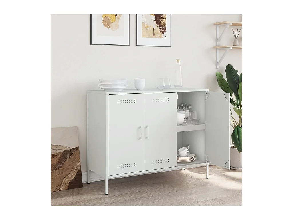 Buffet blanc 100,5x39x79 cm acier