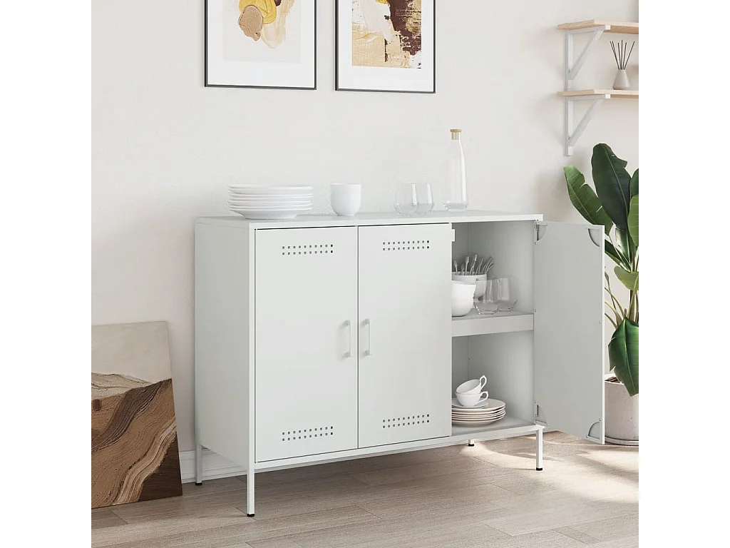 Buffet blanc 100,5x39x79 cm acier