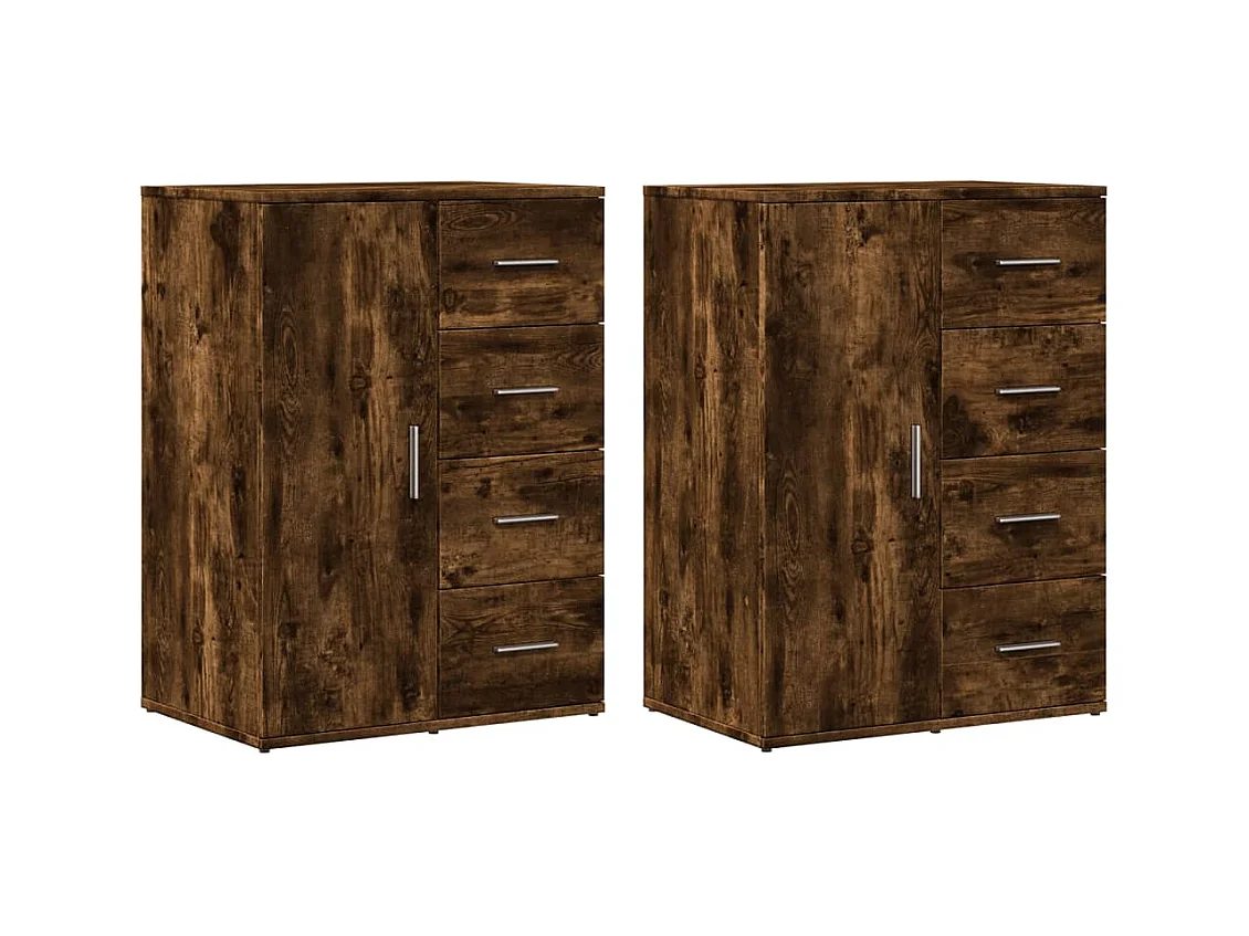 Buffets 2 pièces chêne fumé 59x39x80 cm bois d'ingénierie