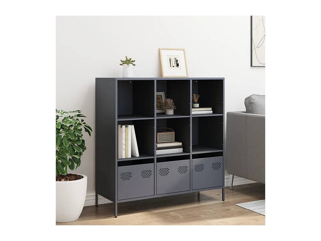 Buffet haut anthracite 101,5x39x103,5 cm acier