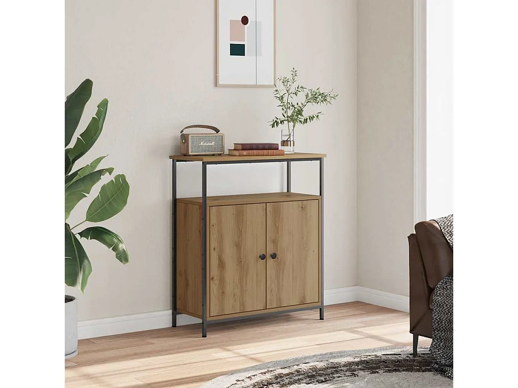 Buffet chêne artisanal 70x30x80 cm bois d'ingénierie