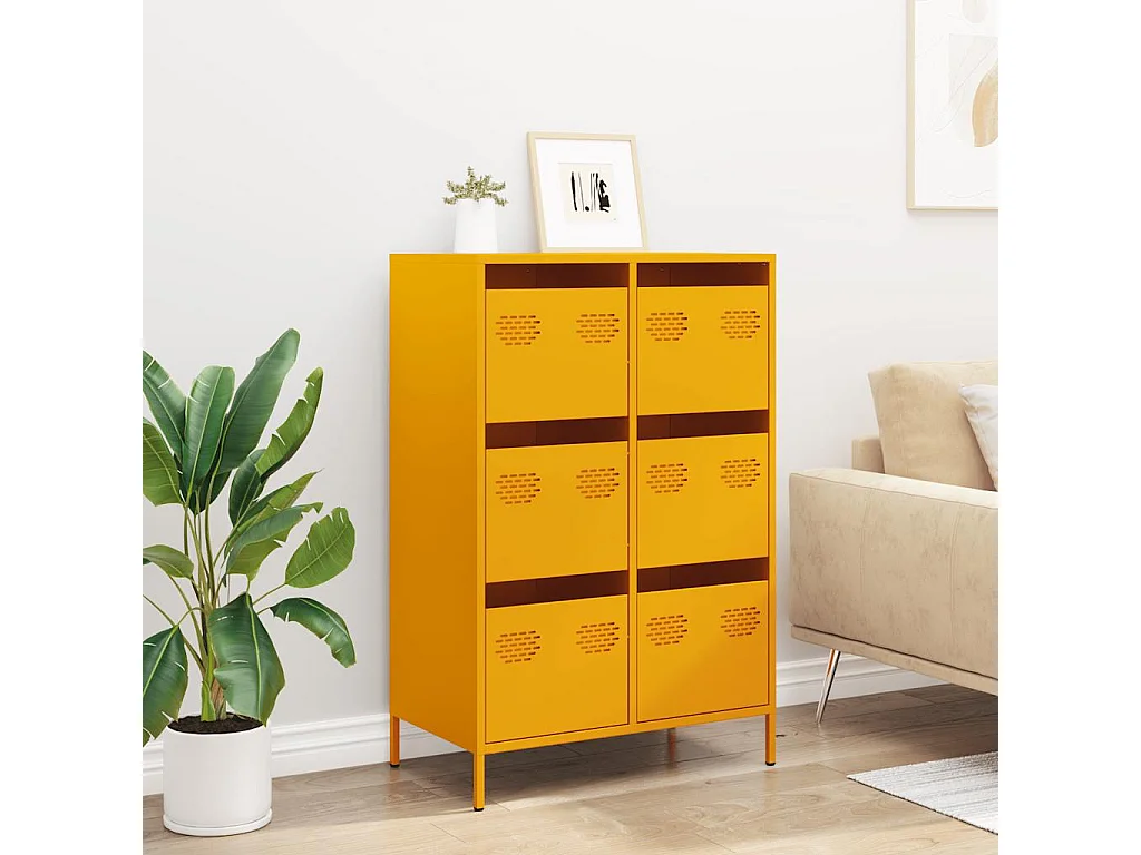 Buffet haut jaune moutarde 68x39x101,5 cm acier