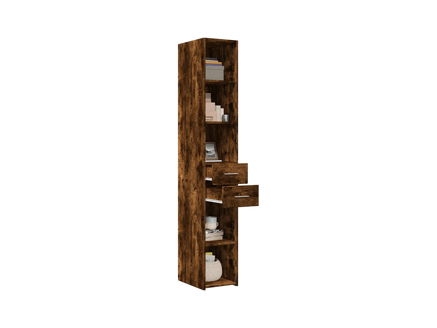Buffet haut chêne fumé 30x42,5x185 cm bois d'ingénierie