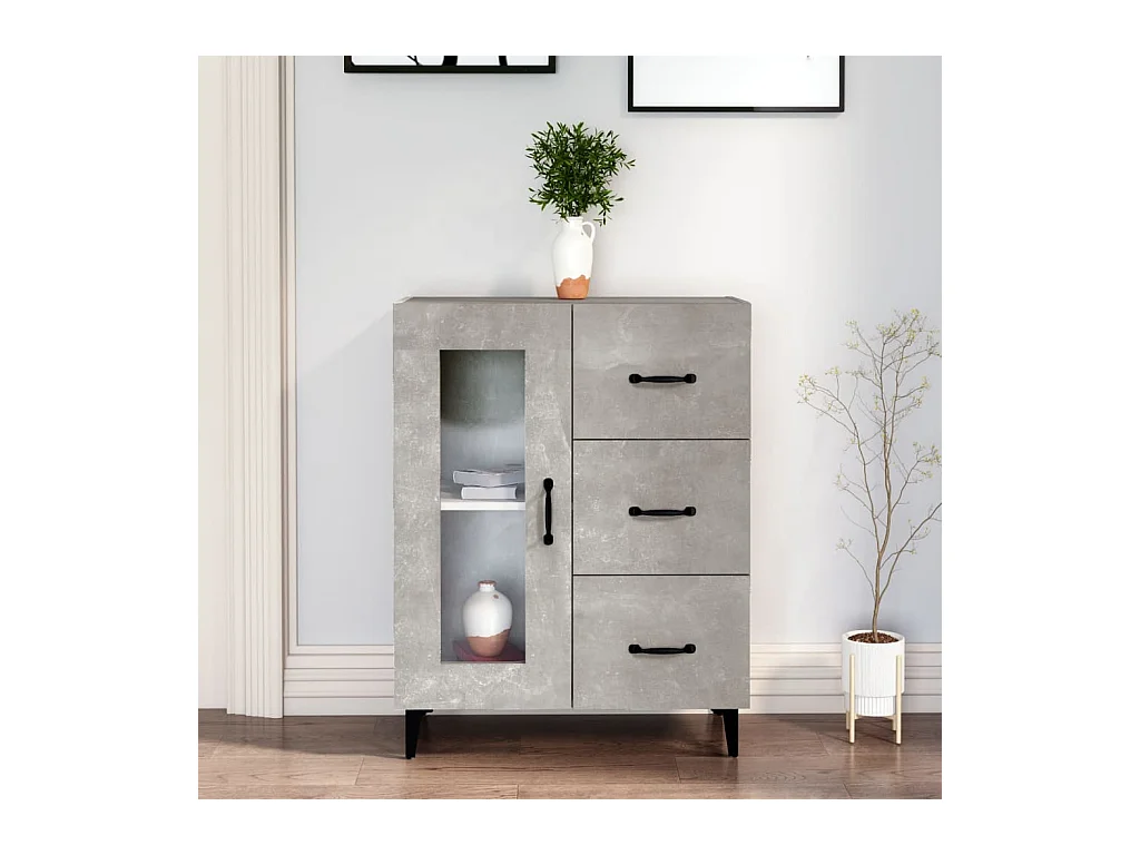 Aparador de madera de ingeniería gris hormigón 69,5x34x90 cm