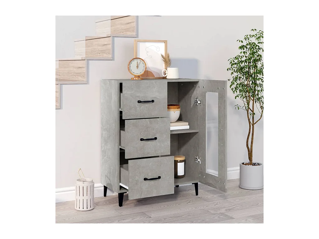 Aparador de madera de ingeniería gris hormigón 69,5x34x90 cm