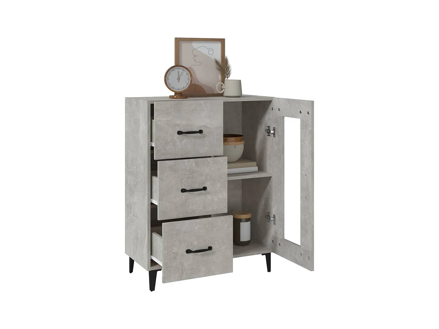 Aparador de madera de ingeniería gris hormigón 69,5x34x90 cm