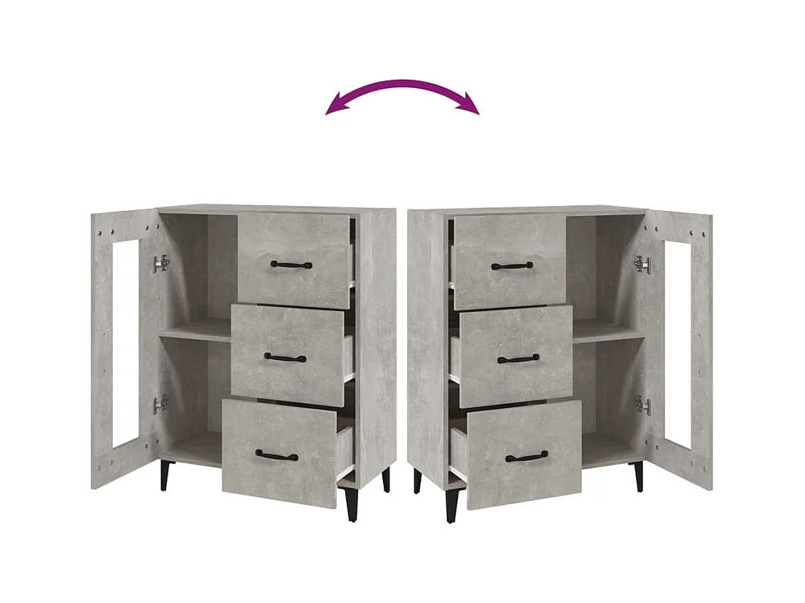 Aparador de madera de ingeniería gris hormigón 69,5x34x90 cm