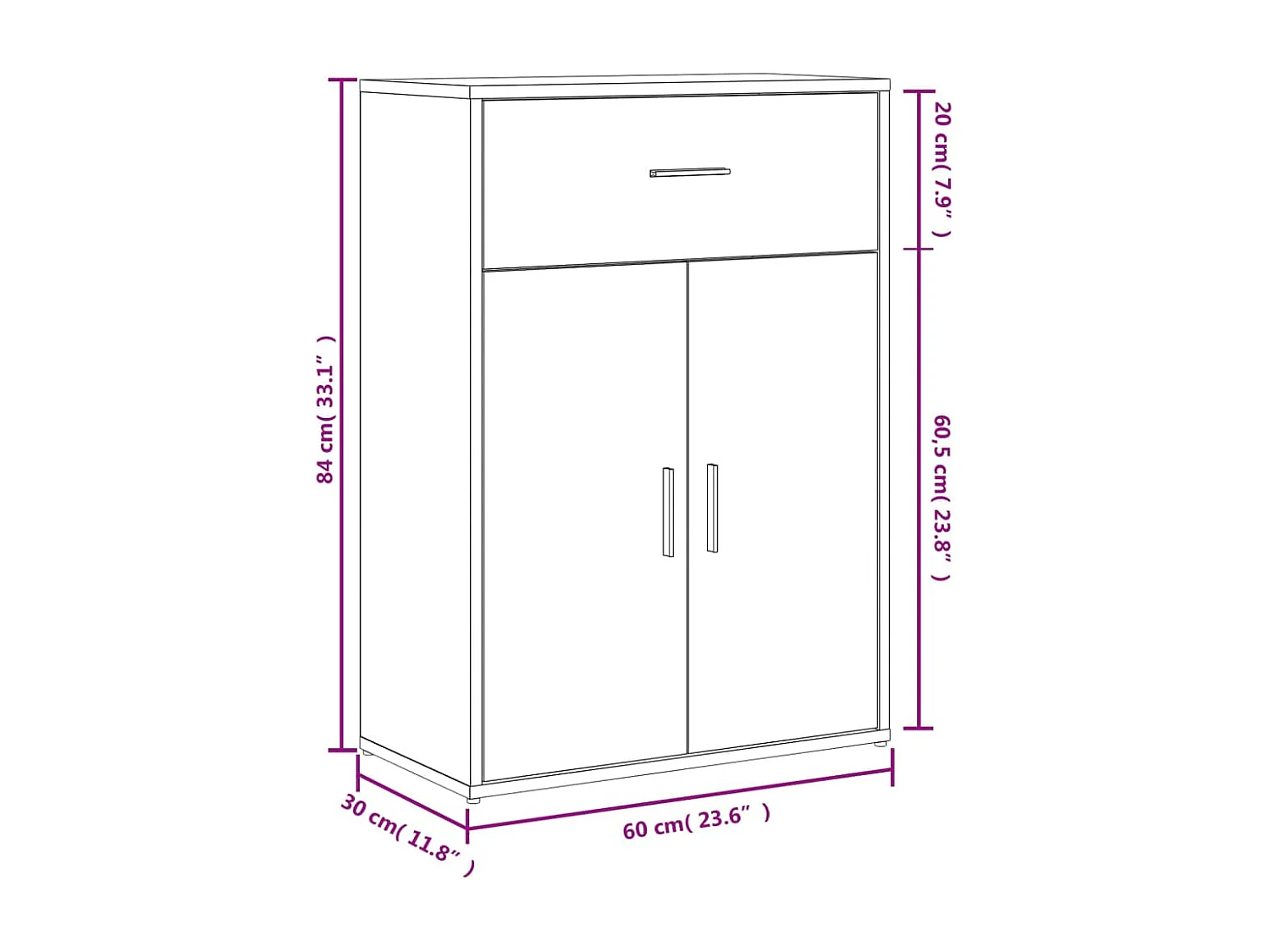 Buffets 2 pièces sonoma gris 60x30x84 cm bois d'ingénierie