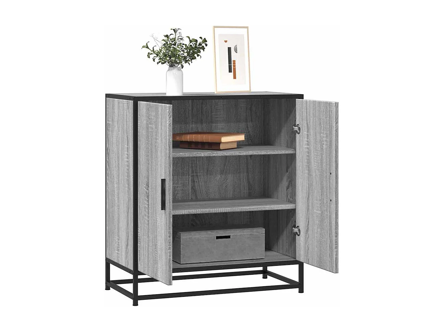 Buffet sonoma gris 68x35x76 cm bois d'ingénierie et métal