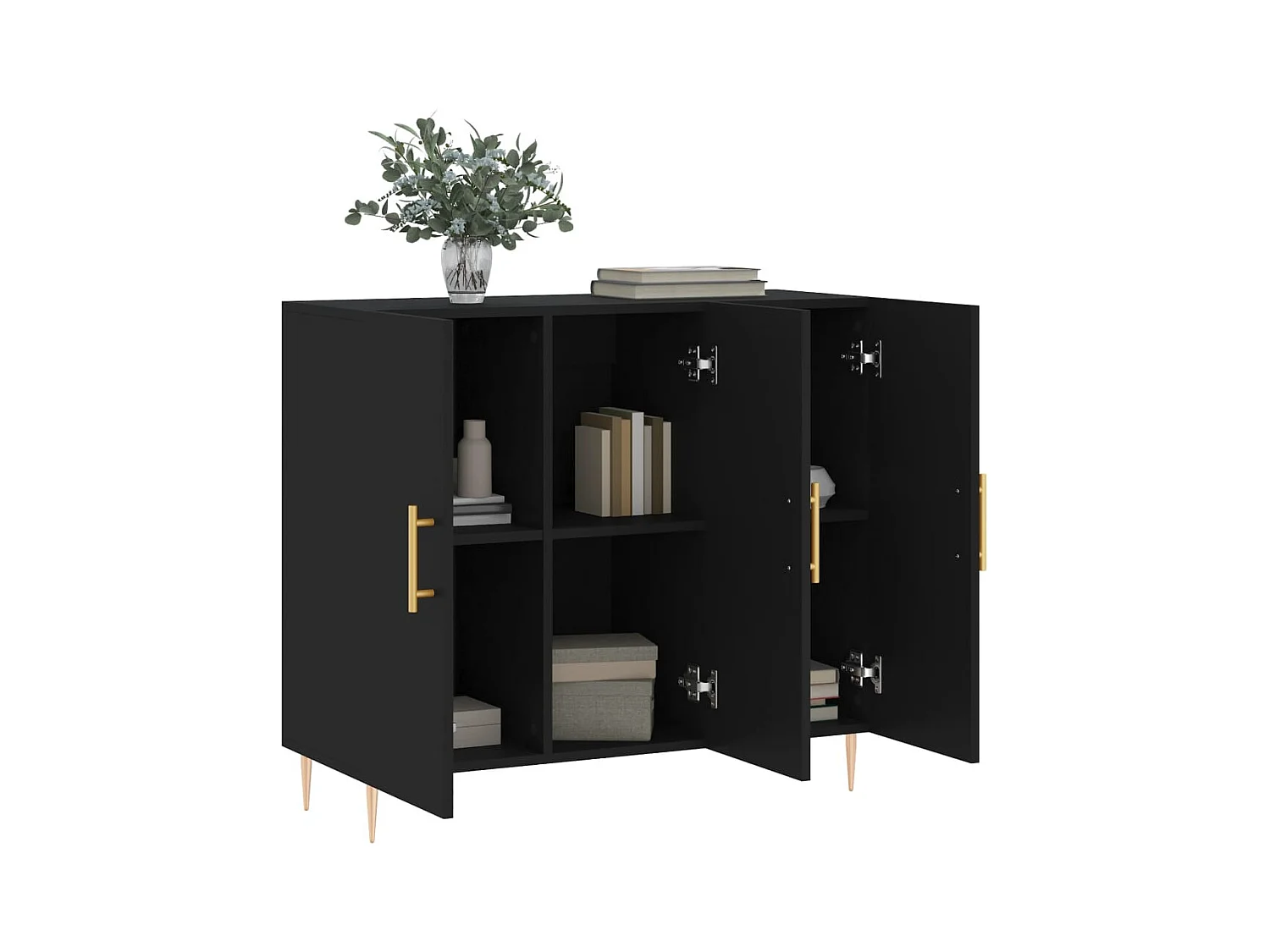 Buffet noir 90x34x80 cm bois d'ingénierie