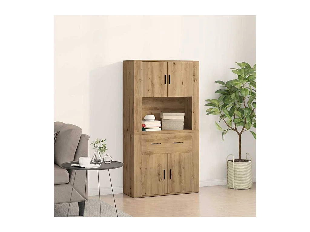 Haut de Buffet avec tiroir chêne artisanal 80 x 33 x 150 cm