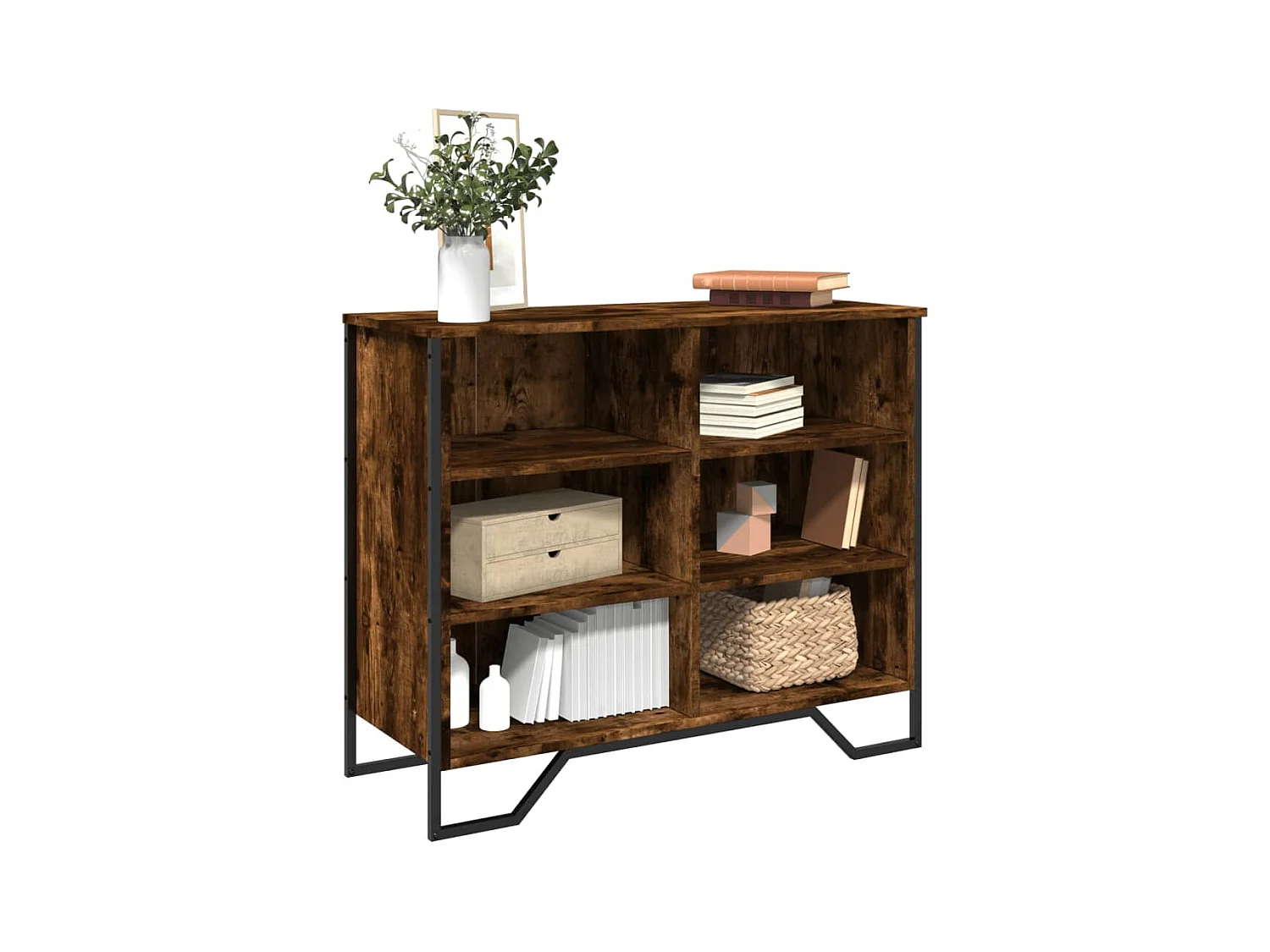 Buffet chêne fumé 91x35,5x74,5 cm bois d'ingénierie
