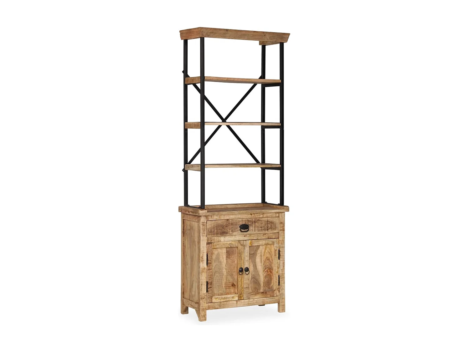 Buffet avec étagères en bois de manguier massif 65x30x180 cm