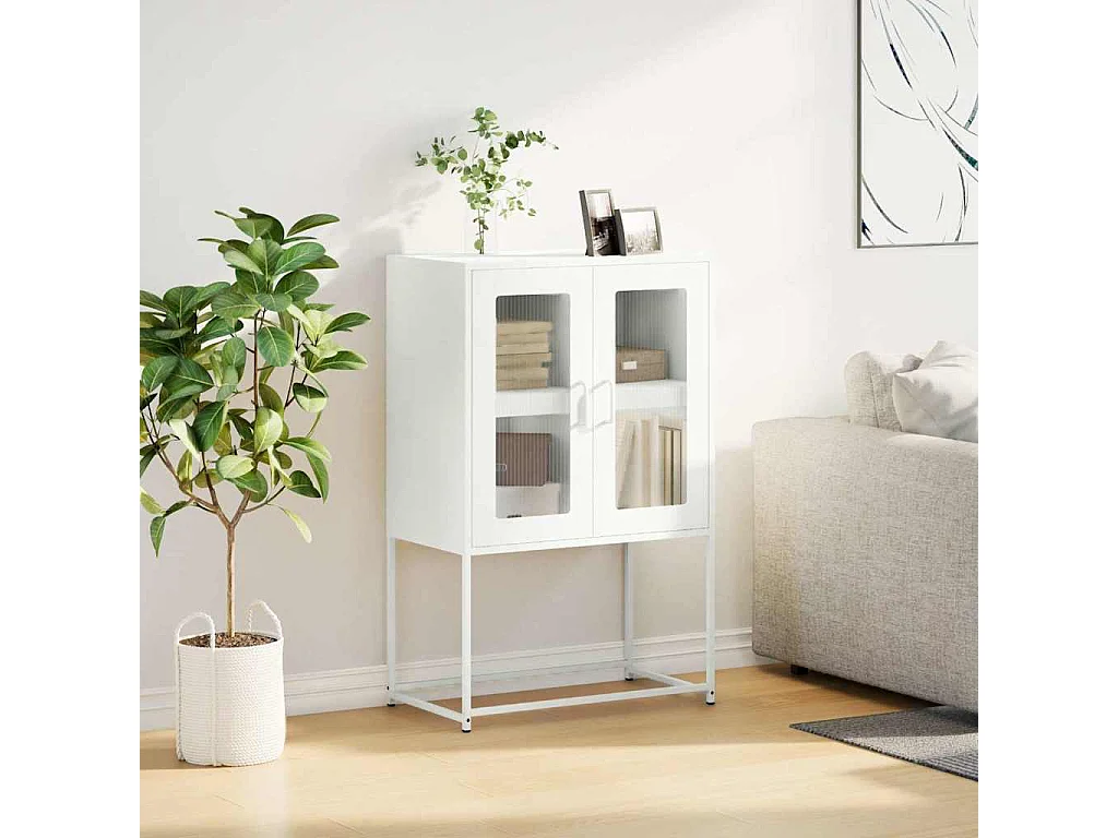 Buffet haut blanc 68x39x107 cm acier