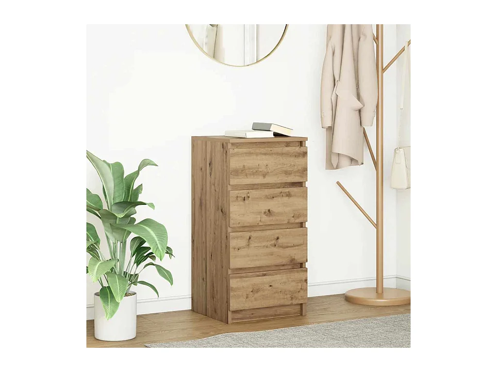 Buffet chêne artisanal 37,5x35x76 cm bois d'ingénierie