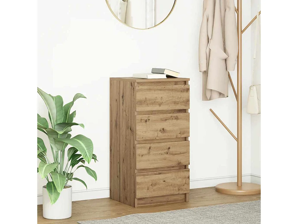 Buffet chêne artisanal 37,5x35x76 cm bois d'ingénierie