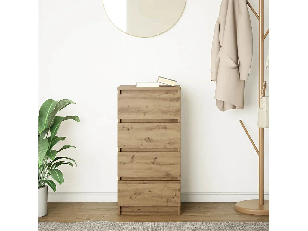 Buffet chêne artisanal 37,5x35x76 cm bois d'ingénierie