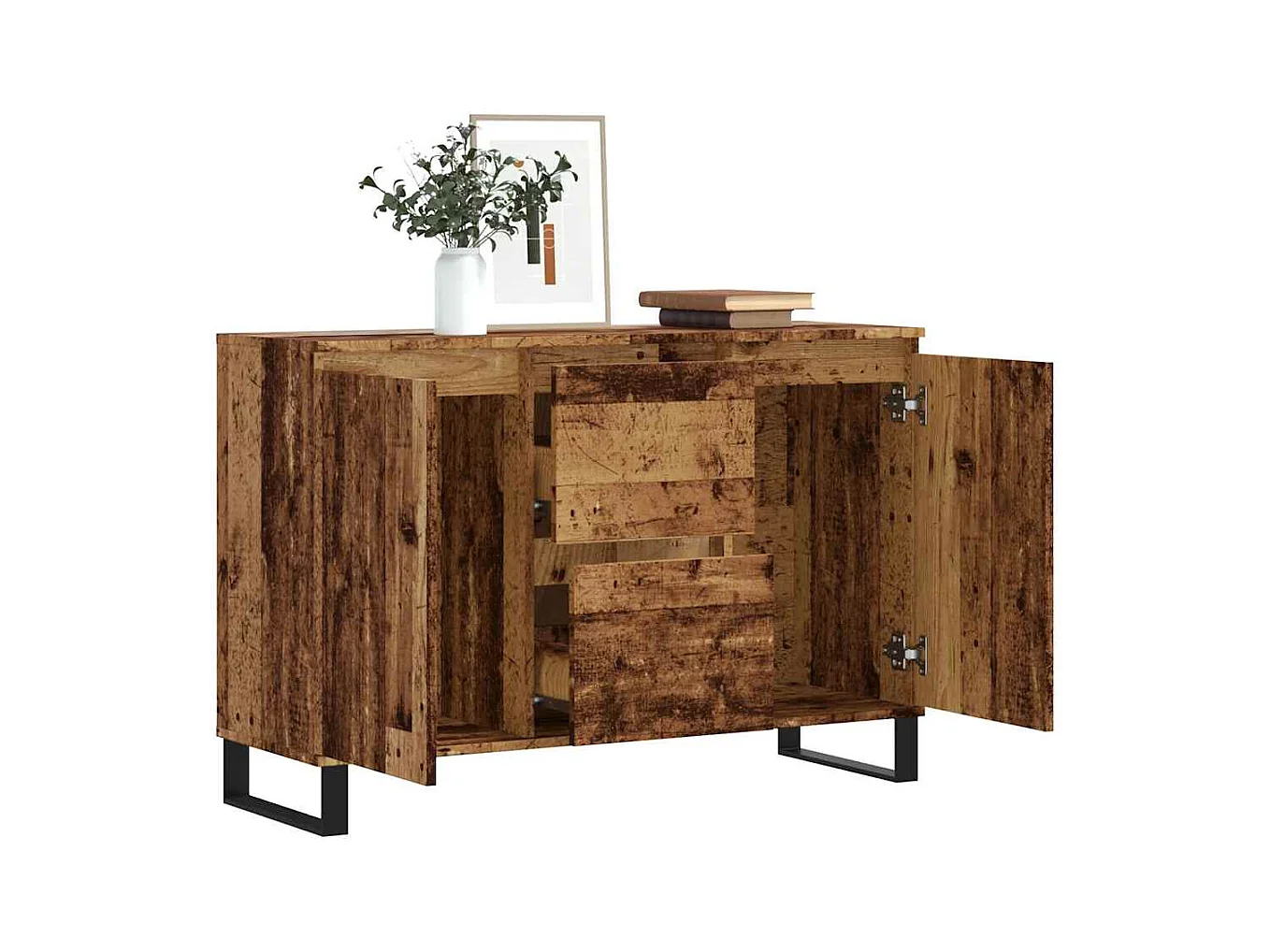 Buffet vieux bois 101,5x35x70 cm bois d’ingénierie