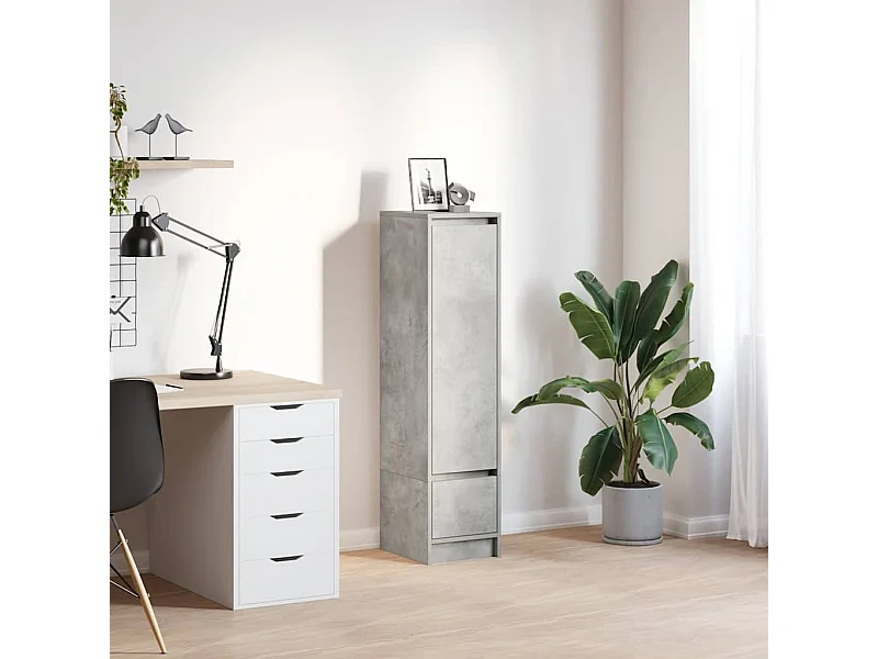 Buffet haut gris béton 29,5x34x119,5 cm bois d'ingénierie