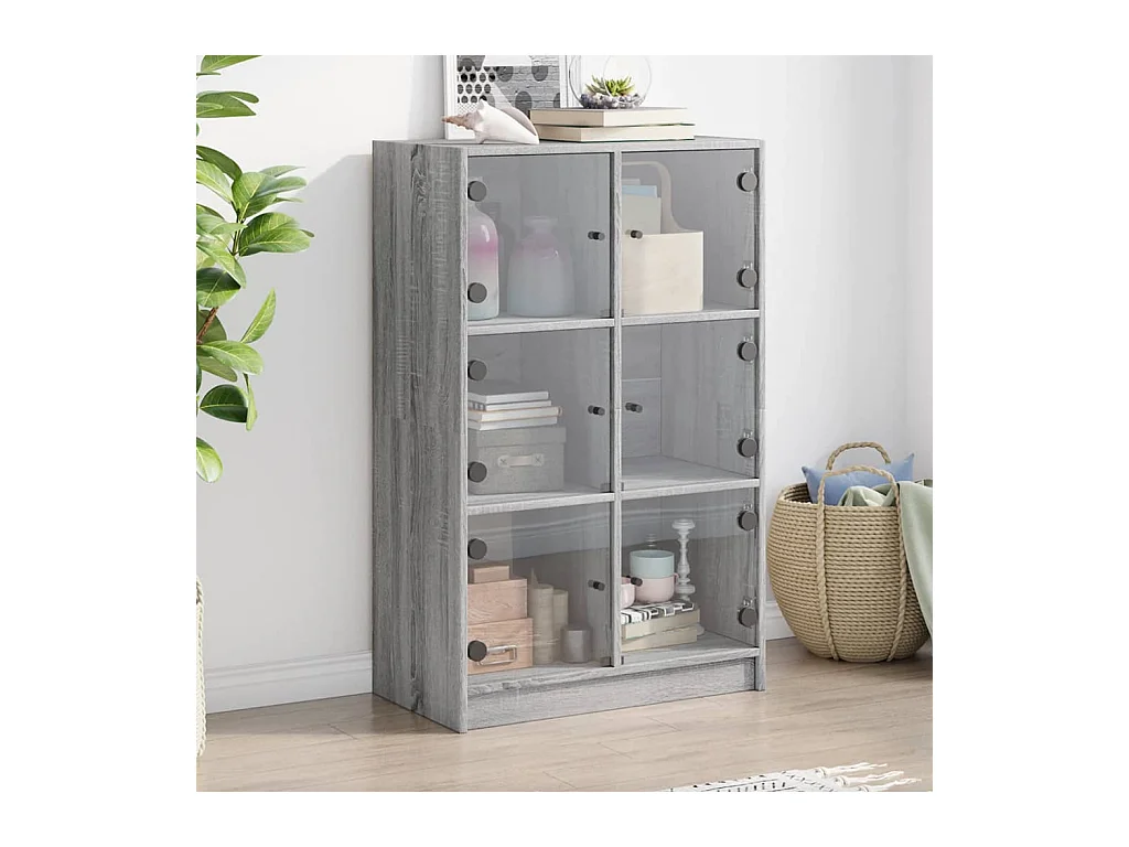 Buffet haut avec portes gris sonoma 68x37x109cm bois ingénierie