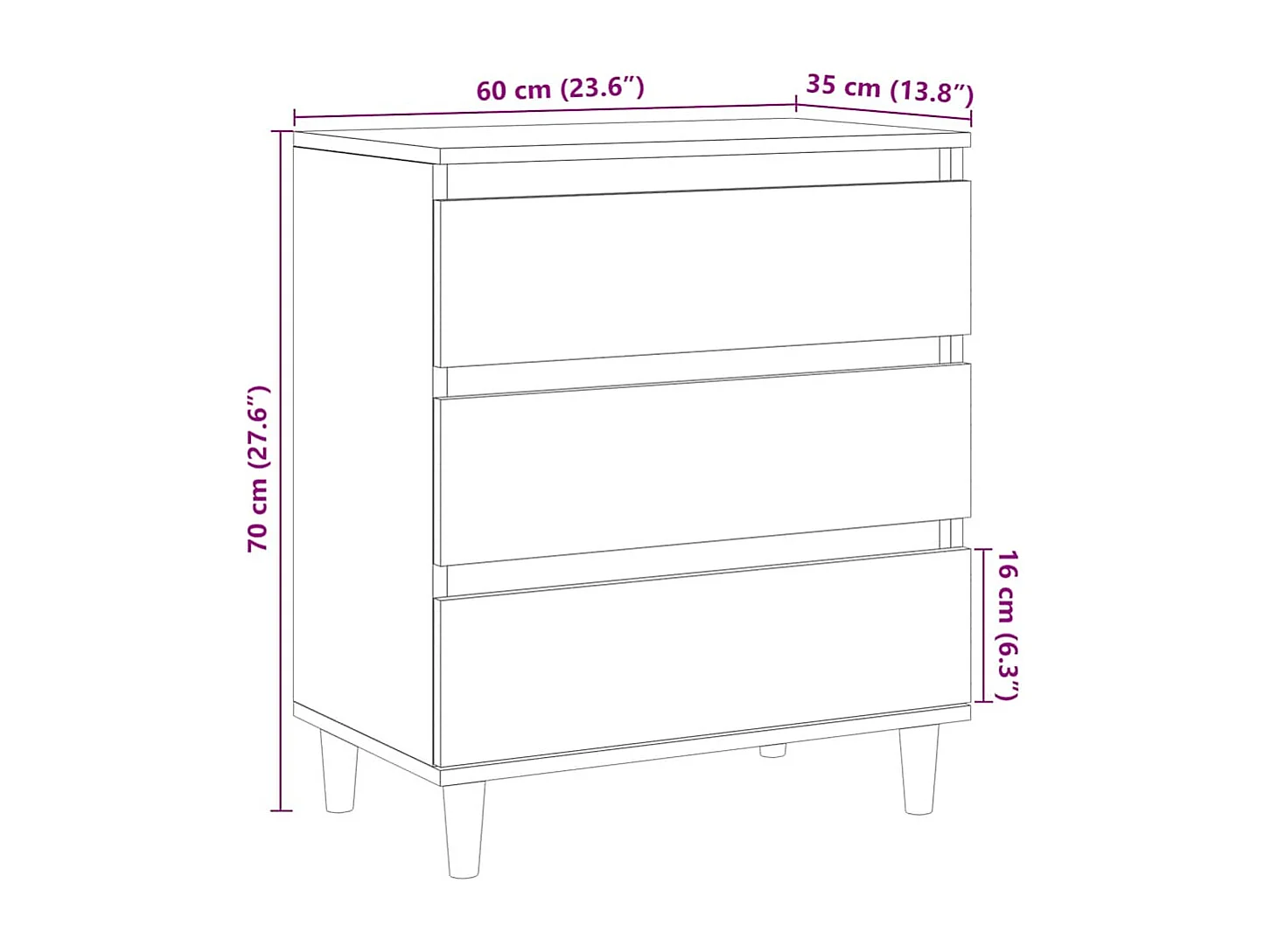 Buffet vieux bois 60x35x70 cm bois d'ingénierie