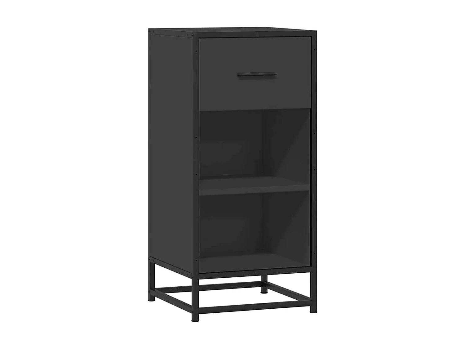 Buffet noir 35,5x35x76 cm bois d'ingénierie et métal