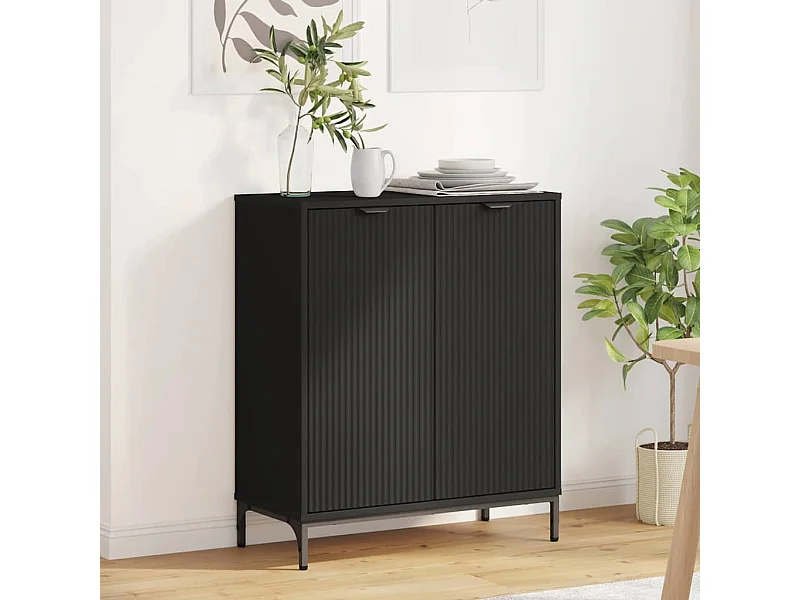 Buffet Noir 69,5 x 33 x 82 cm Bois d'ingénierie