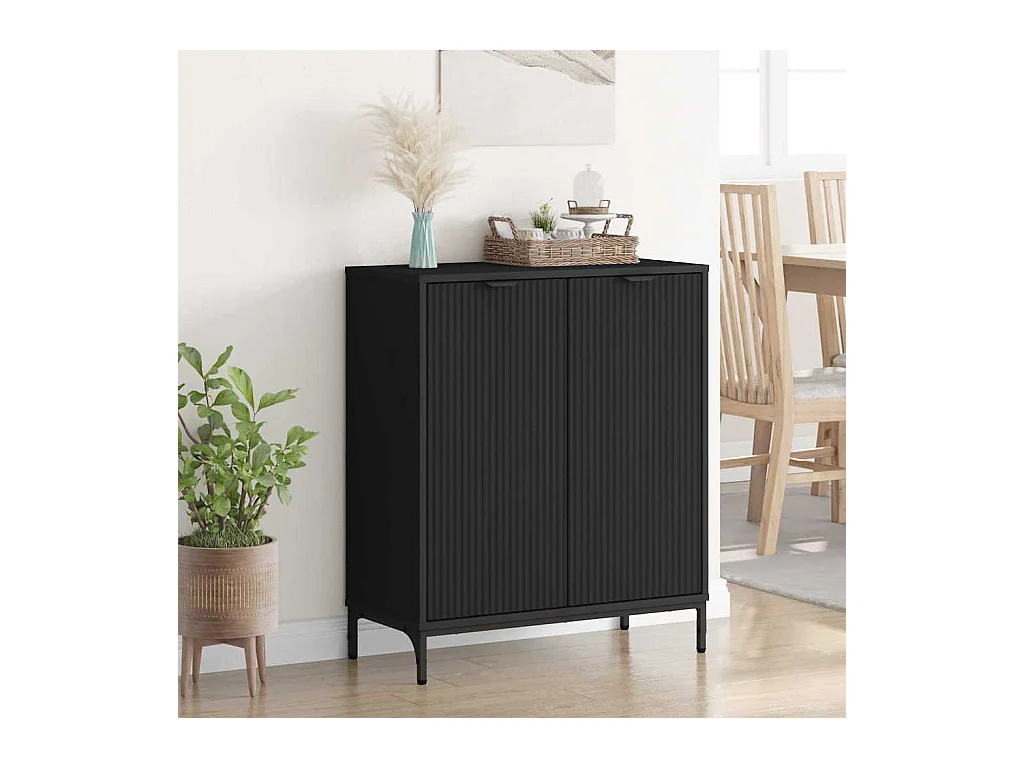 Buffet Noir 69,5 x 33 x 82 cm Bois d'ingénierie