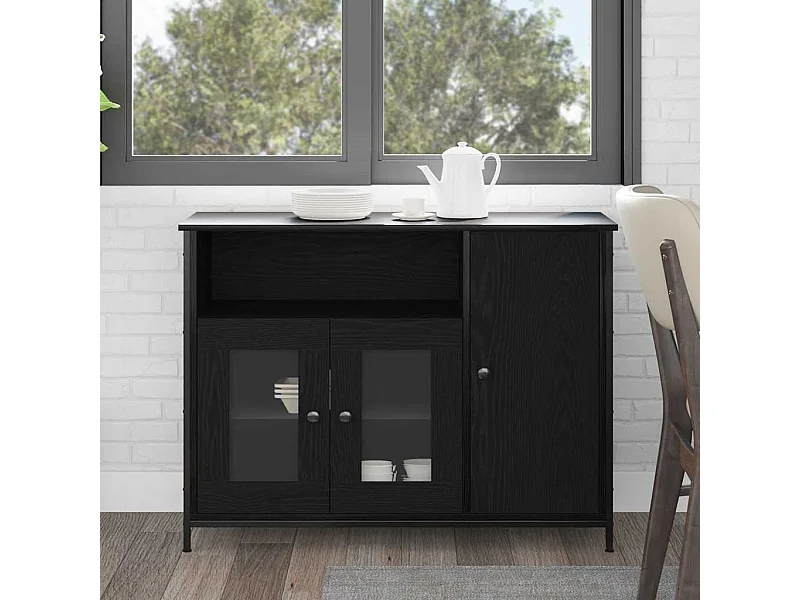 Buffet Chêne noir 100 x 35 x 75 cm Bois d'ingénierie