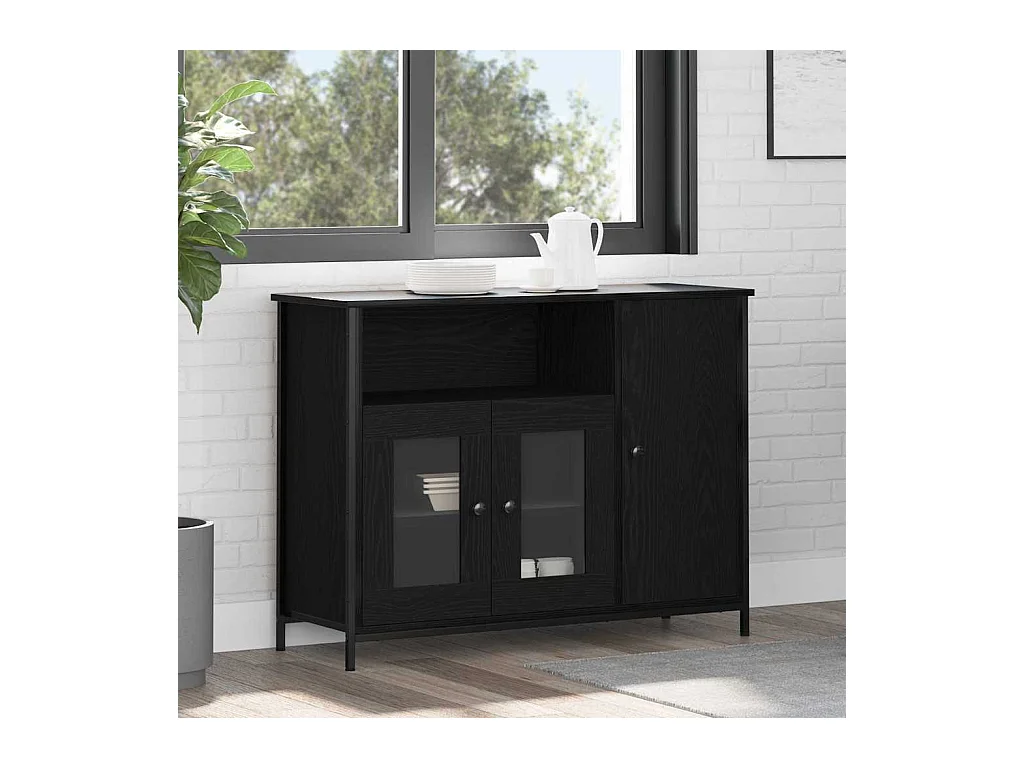 Buffet Chêne noir 100 x 35 x 75 cm Bois d'ingénierie