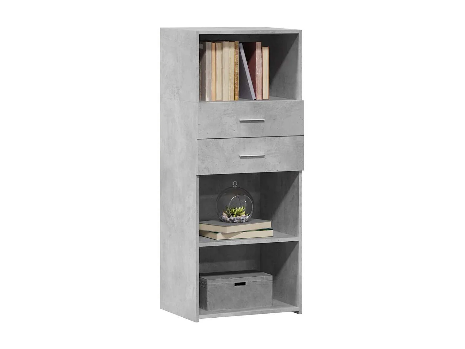 Buffet haut gris béton 50x42,5x124 cm bois d'ingénierie