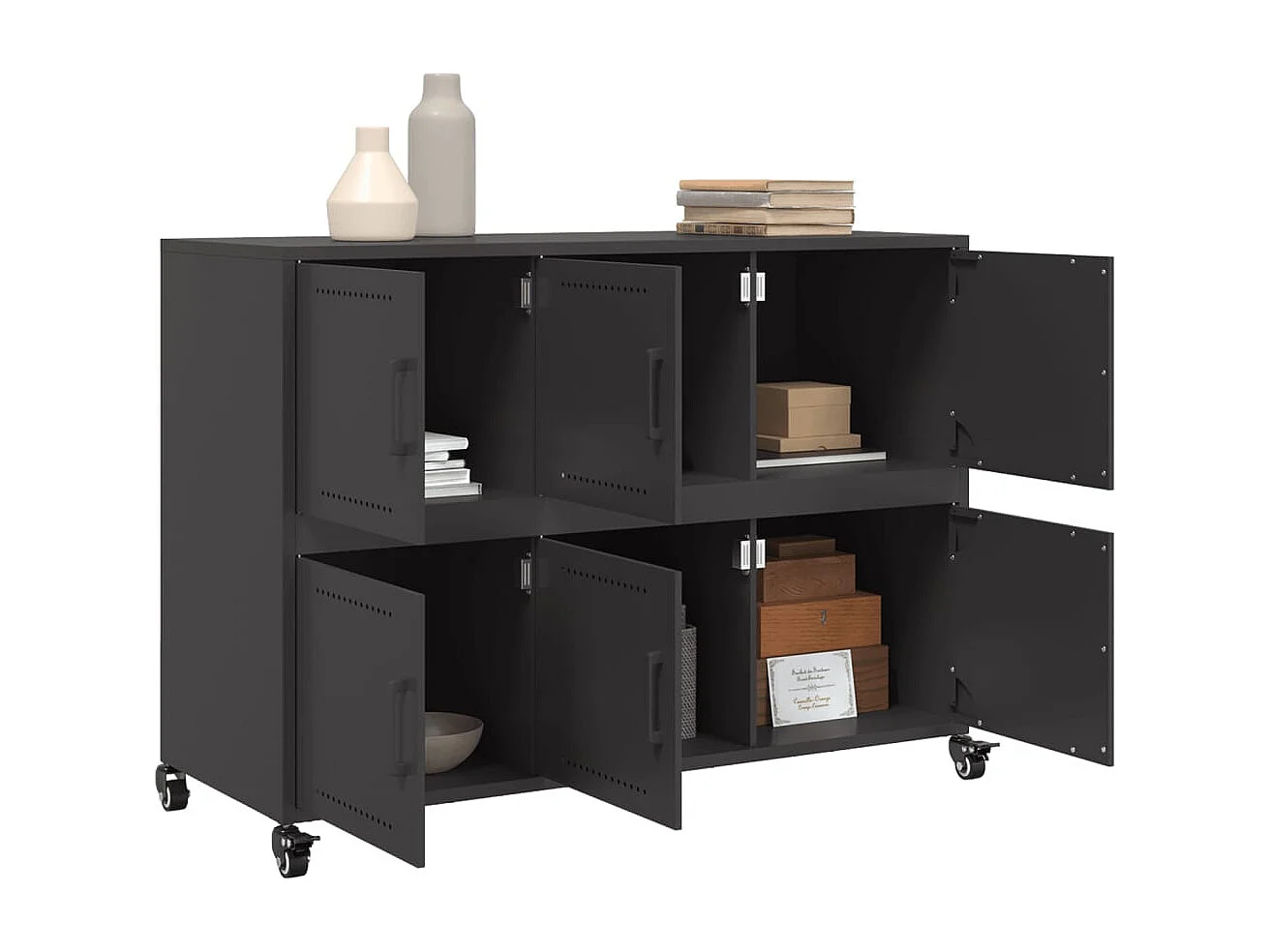 Buffet noir 100,5x39x72 cm acier